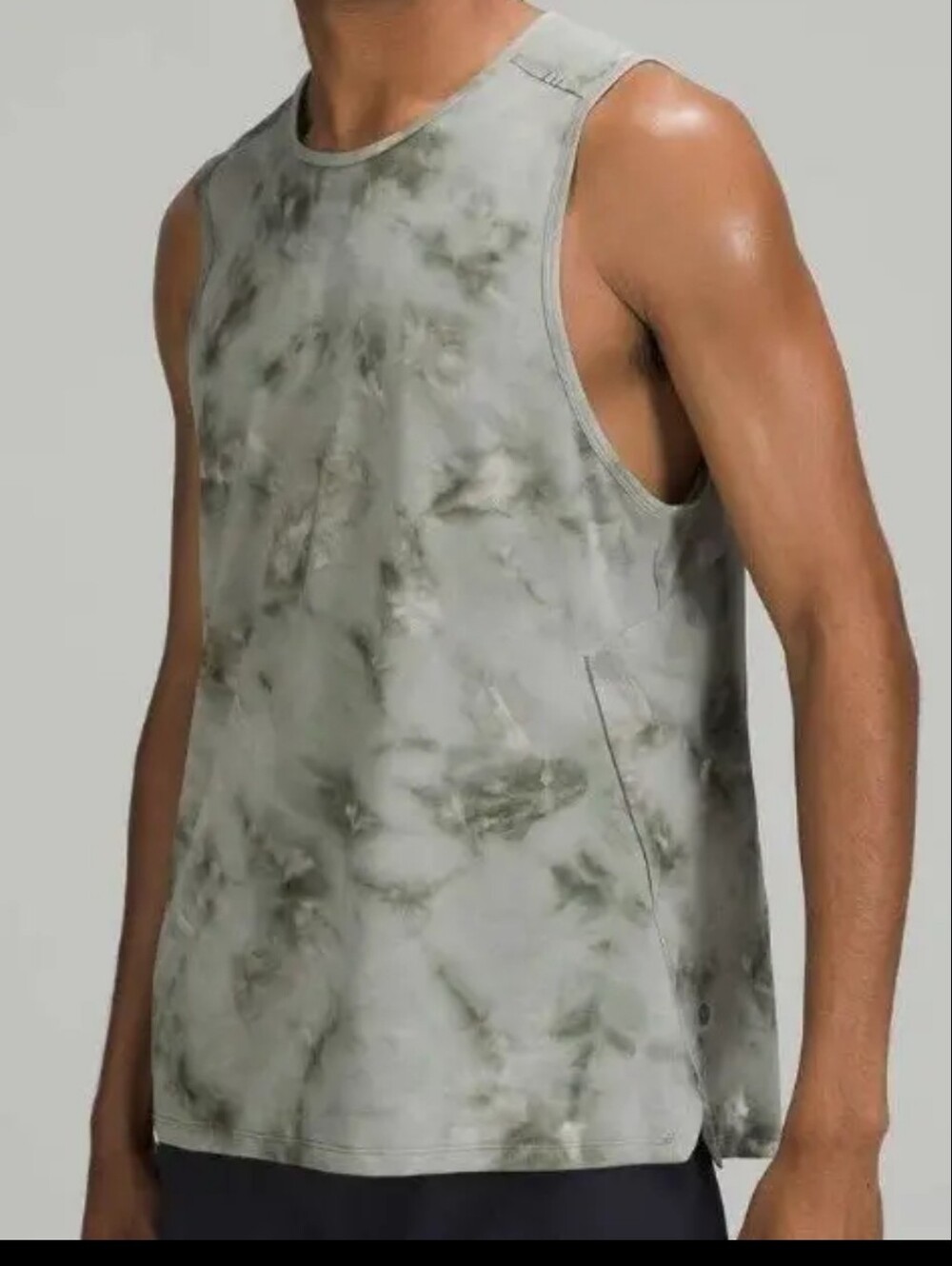 Lululemon Men's Sleeveless Tie-Dye Performance Tank - Gray/Olive